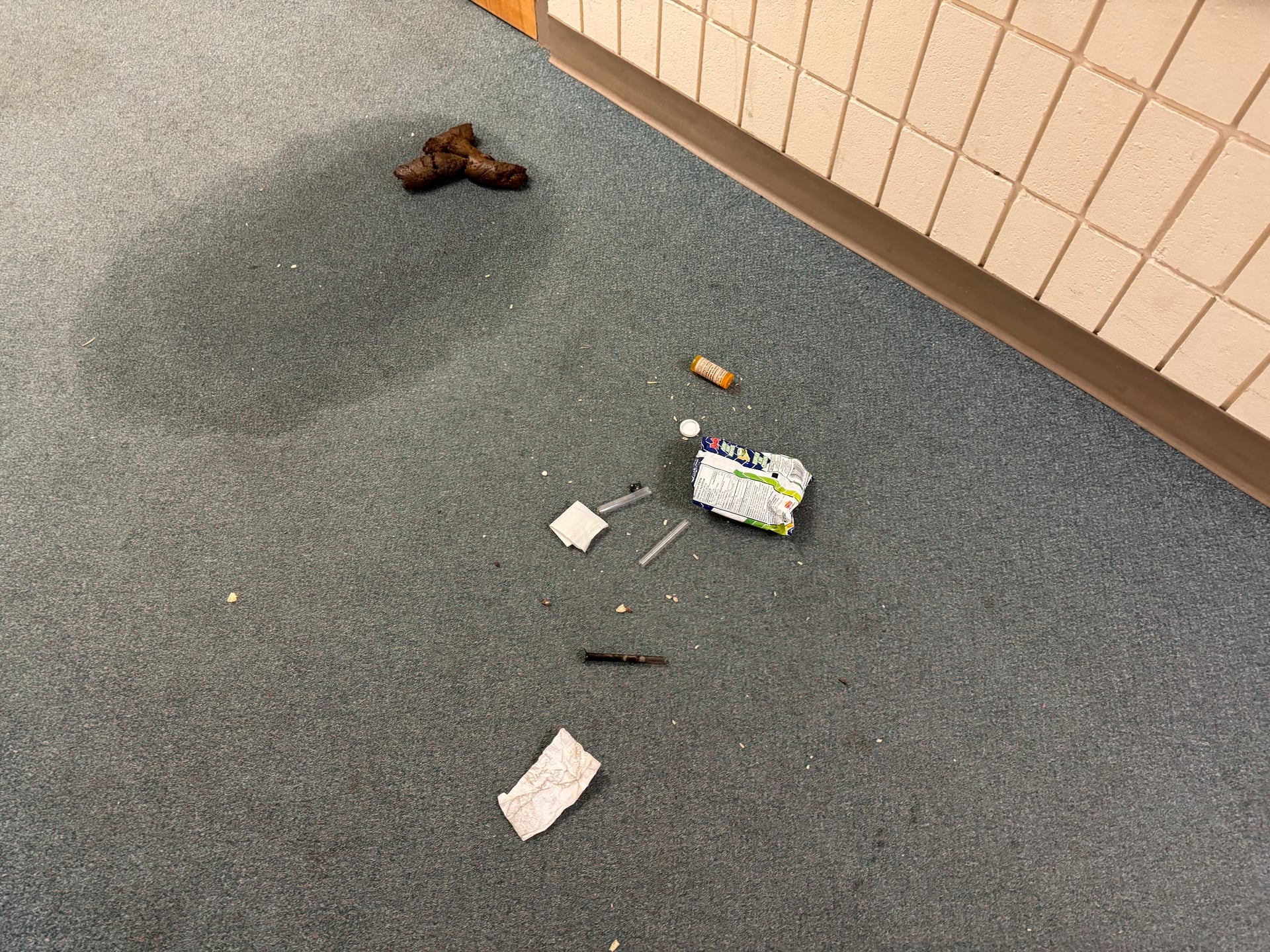 Contaminated flooring during hoarding cleanout